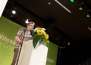 Jämsän Vihreiden tervetuliaispuheen piti yhdistyksen puheenjohtaja Tommi Tapiainen